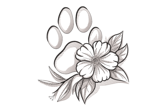 Floral Paw Print: A Charming Embroidery Design for Meaningful Gifts