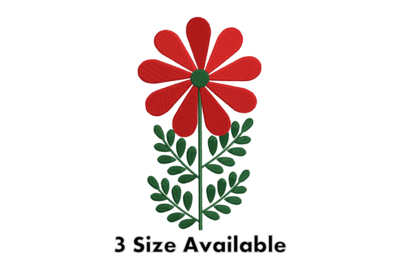 Red Daisy Flower: A Cheerful Brand Embroidery Design