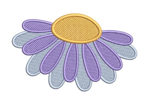 Stylized Pastel Daisy Embroidery Design